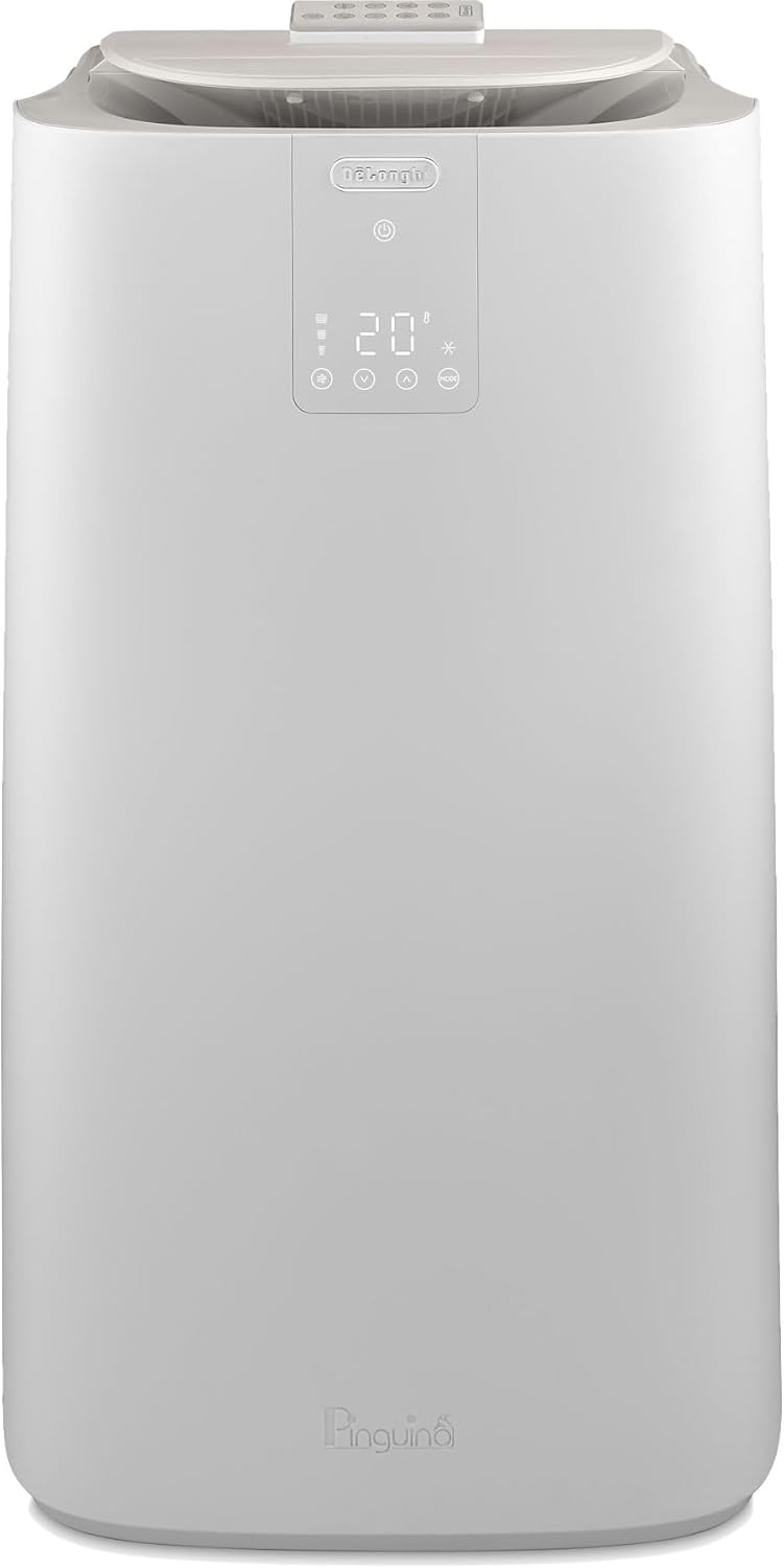 De'Longhi Pinguino GentleJet PAC AP98 mobile Klimaanlage, leise & tragbar, 11.500 BTU/h, für Räume bis zu 100m³, Entfeuchter, R290, A+, 24 H Timer, Fernbedienung, 2.7kW, Klimagerät, Weiß
