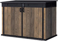 Keter Signature Horizontal Garden Shed Weatherproof 2020L Storage Lockable with Gas Struts Walnut Look 75" x 43" x 52"