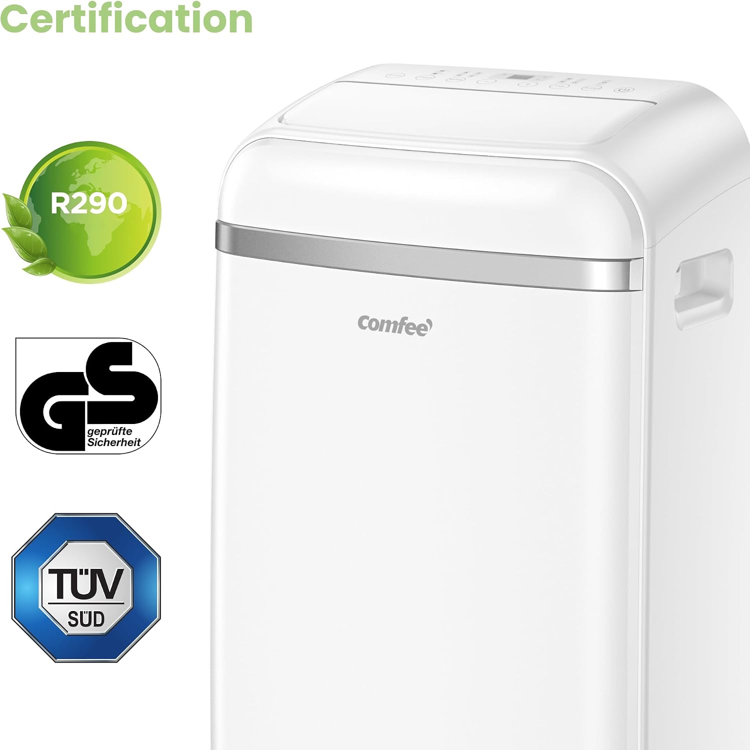Comfee Mobiles Klimagerät Eco Friendly Pro, 10000 BTU 2,9kW, Kühlen&Ventilieren&Entfeuchten, Raumgröße bis 98m³(36㎡), Mobile Klimaanlage mit Abluftschlauch