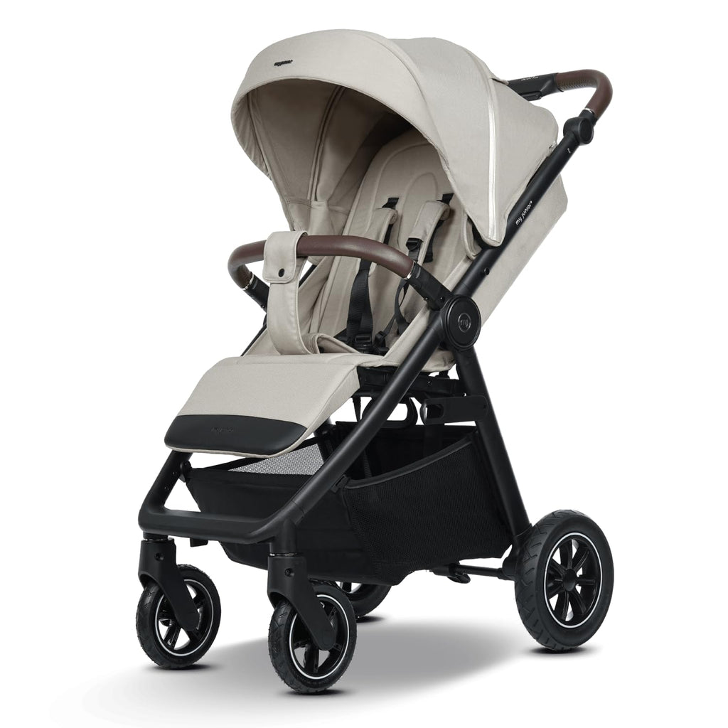 my junior® PLIA² | großer Komfortbuggy mit Luftkammerreifen, Einhand-Faltmechanismus, einstellbare Federung, XXL-Einkaufskorb & -Verdeck, Belüftung, inkl. Getränkehalter + Tragegurt (Desert Bloom)