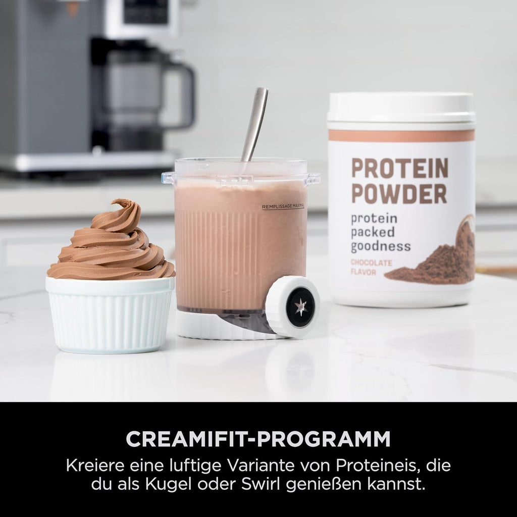 Ninja CREAMi Scoop & Swirl Eismaschine mit 2 Behältern Platinsilber NC701EU | 13 Funktionen, für Eiscreme, Softeis, Gelato, Sorbet, Milchshakes und mehr, mit Mix-In-Funktion, Platinsilber