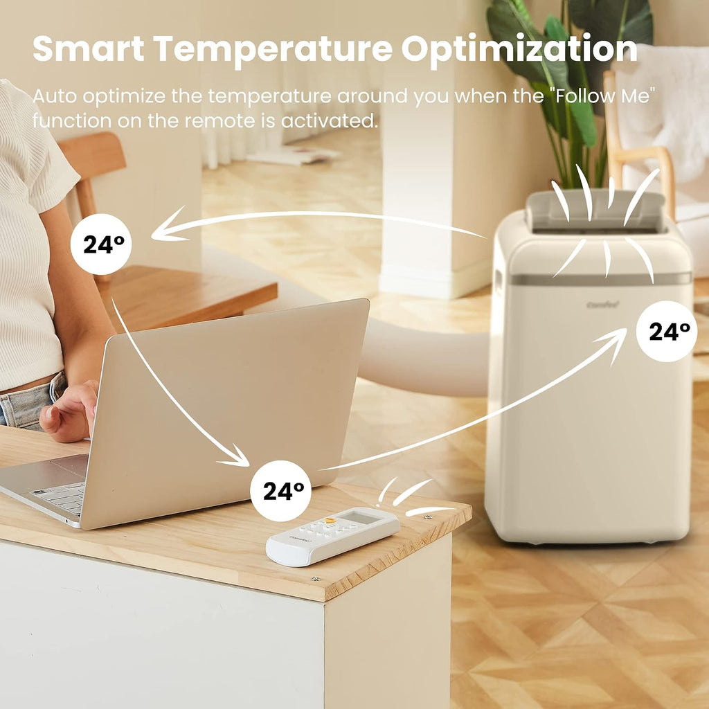 Comfee Mobiles Klimagerät Eco Friendly Pro, 10000 BTU 2,9kW, Kühlen&Ventilieren&Entfeuchten, Raumgröße bis 98m³(36㎡), Mobile Klimaanlage mit Abluftschlauch
