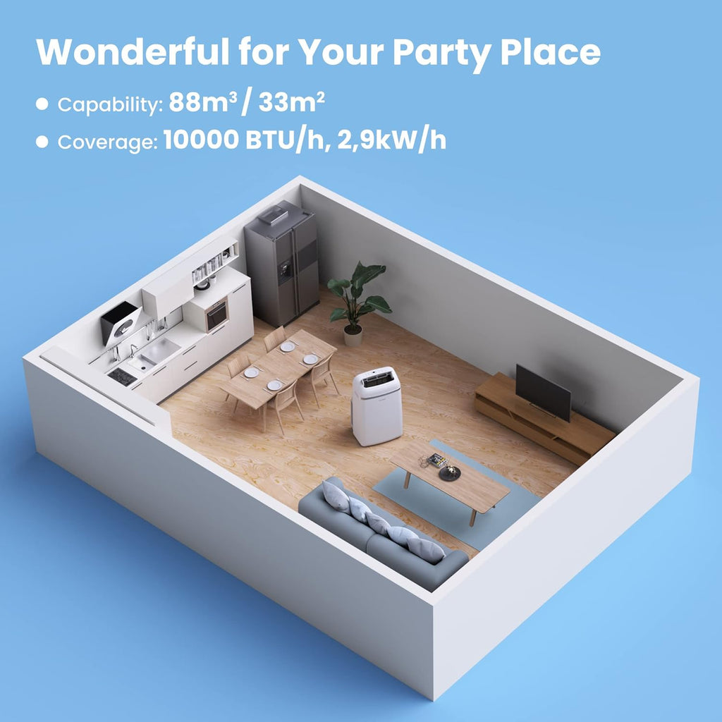 Comfee Mobiles Klimagerät Eco Friendly Pro, 10000 BTU 2,9kW, Kühlen&Ventilieren&Entfeuchten, Raumgröße bis 98m³(36㎡), Mobile Klimaanlage mit Abluftschlauch