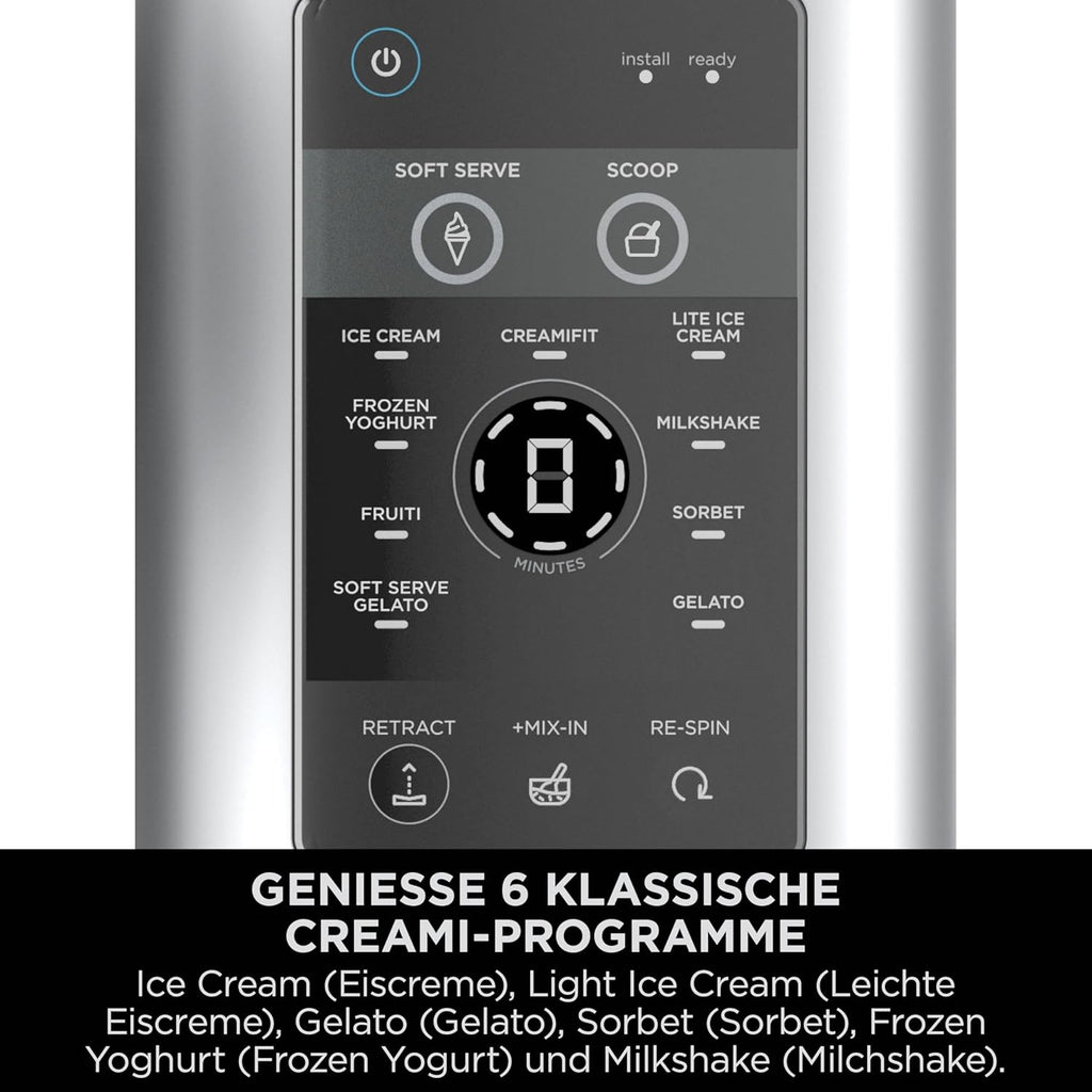 Ninja CREAMi Scoop & Swirl Eismaschine mit 2 Behältern Platinsilber NC701EU | 13 Funktionen, für Eiscreme, Softeis, Gelato, Sorbet, Milchshakes und mehr, mit Mix-In-Funktion, Platinsilber