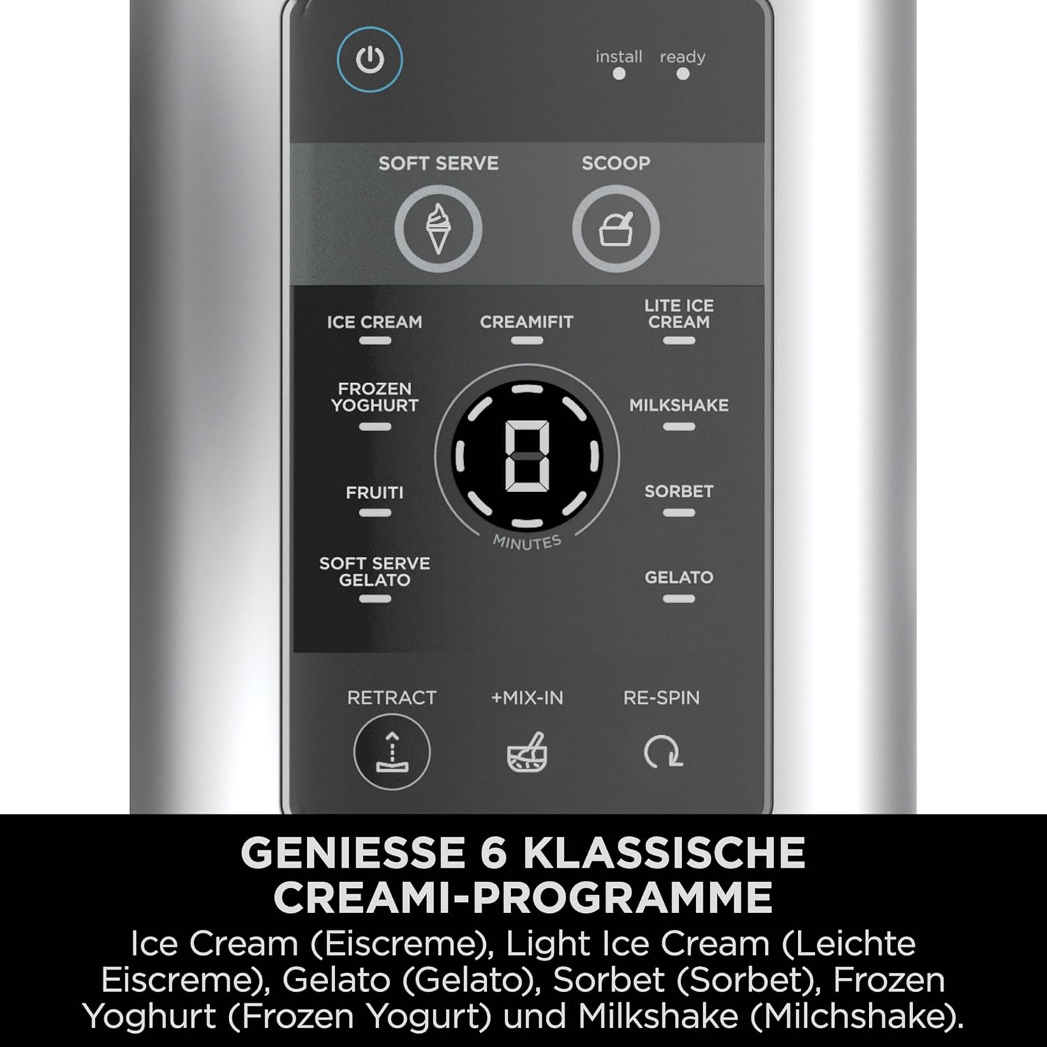 Ninja CREAMi Scoop & Swirl Eismaschine mit 2 Behältern Platinsilber NC701EU | 13 Funktionen, für Eiscreme, Softeis, Gelato, Sorbet, Milchshakes und mehr, mit Mix-In-Funktion, Platinsilber