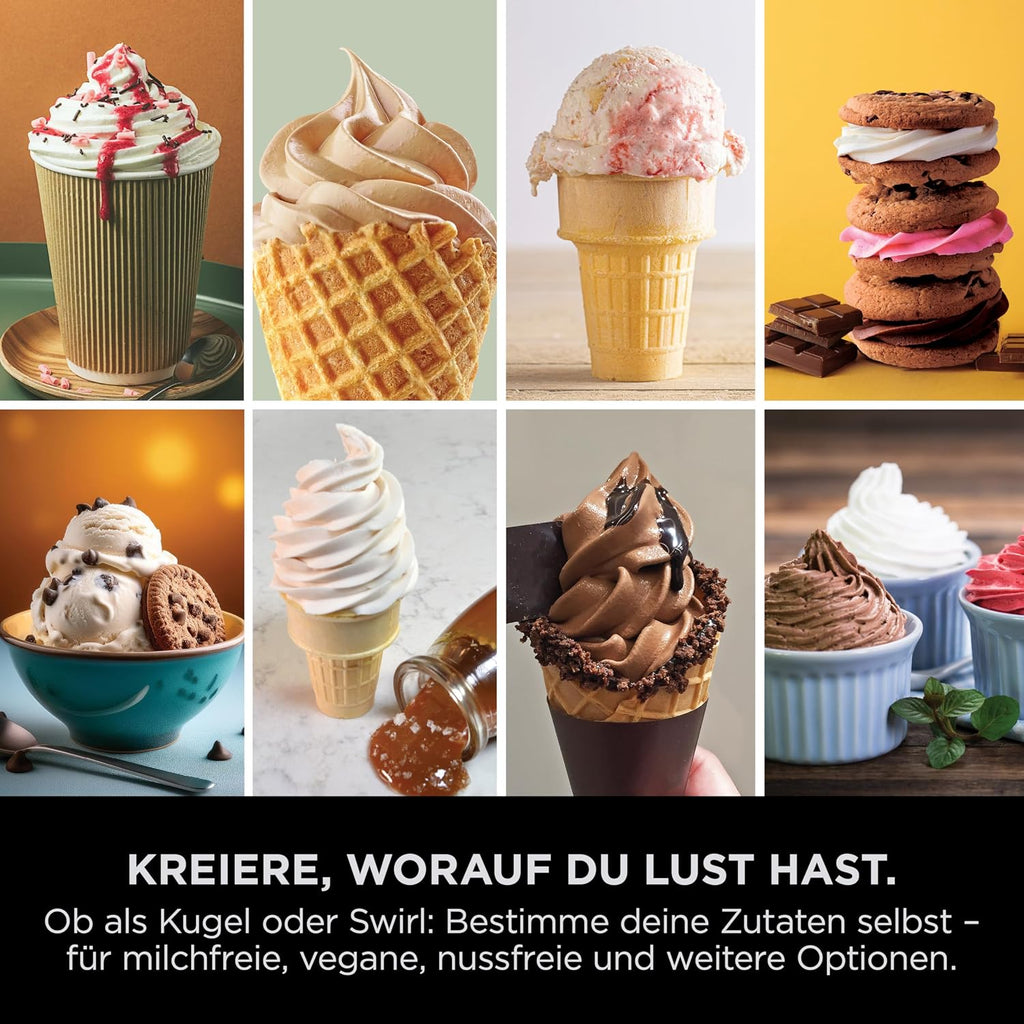Ninja CREAMi Scoop & Swirl Eismaschine mit 2 Behältern Platinsilber NC701EU | 13 Funktionen, für Eiscreme, Softeis, Gelato, Sorbet, Milchshakes und mehr, mit Mix-In-Funktion, Platinsilber