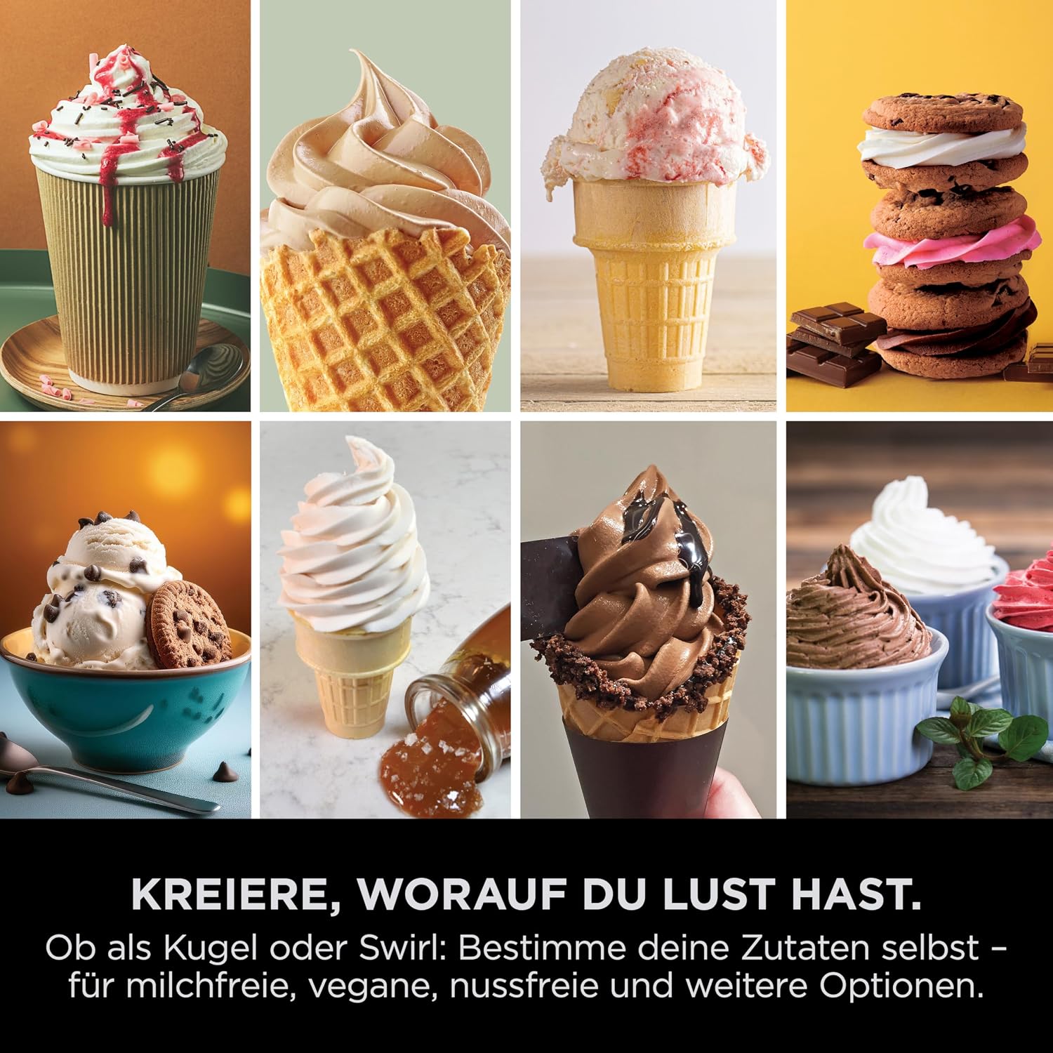 Ninja CREAMi Scoop & Swirl Eismaschine mit 2 Behältern Platinsilber NC701EU | 13 Funktionen, für Eiscreme, Softeis, Gelato, Sorbet, Milchshakes und mehr, mit Mix-In-Funktion, Platinsilber